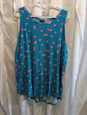 D1 Torrid Super Soft Blue Watermelon Print Scoop Neck Tank Top - Size 4 / 4X
